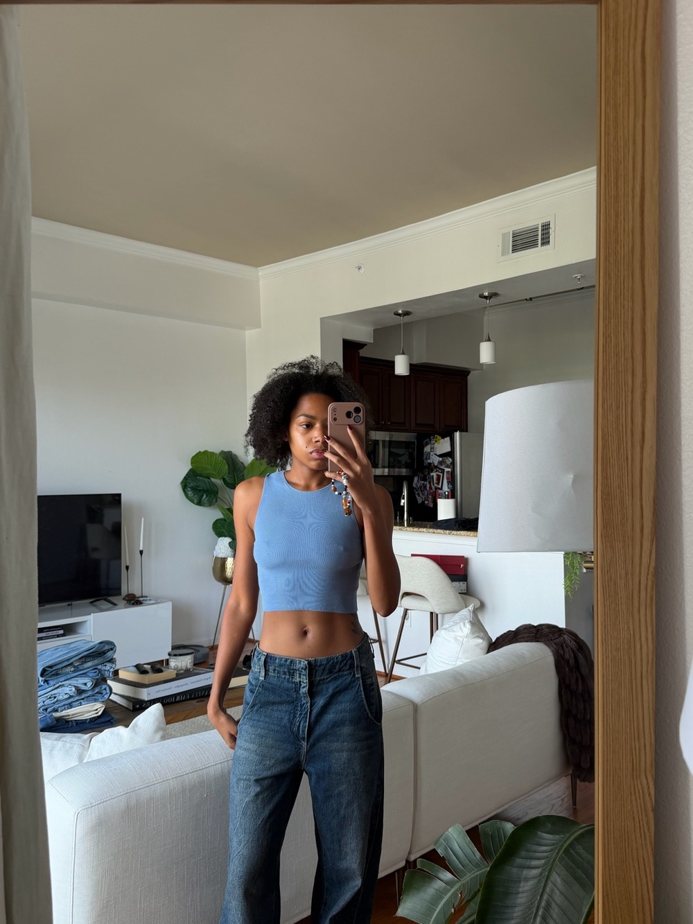 Pull & Bear Blue Crop Tank Top - Women's Jeans Styling